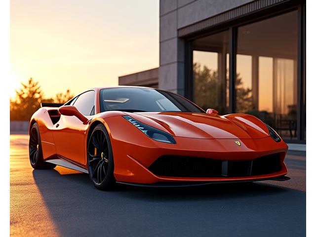 After: Vibrant, custom painted sports car with enhanced body lines, showcasing advanced custom paintwork by Meridian Motorscapes.