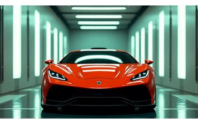 Sleek supercar parked in a clean detailing bay