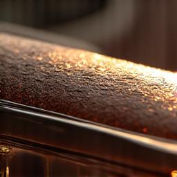Polished wood trim interior of a luxury car, reflecting ambient light