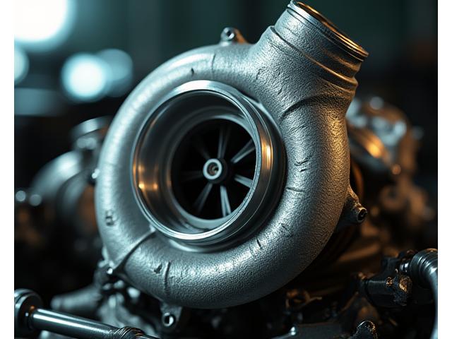 Close-up of a high-performance turbocharger upgrade kit.