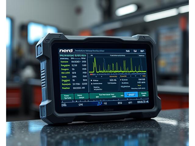 Professional automotive diagnostic scanner displaying live data graphs and fault codes.